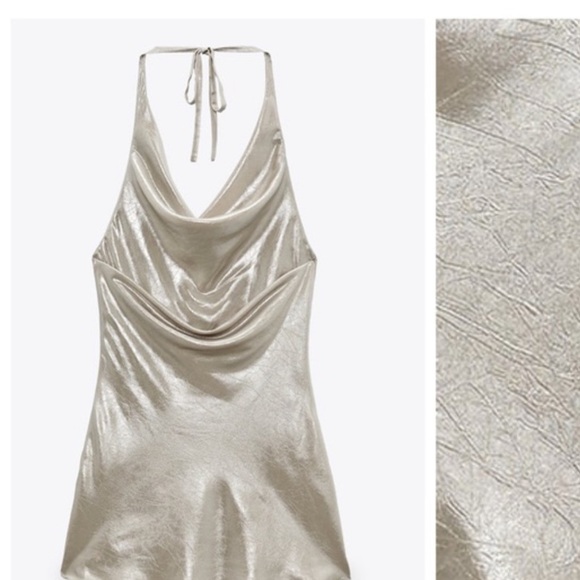ZARA Silver Metallic Halter Mini Dress - Picture 7 of 10